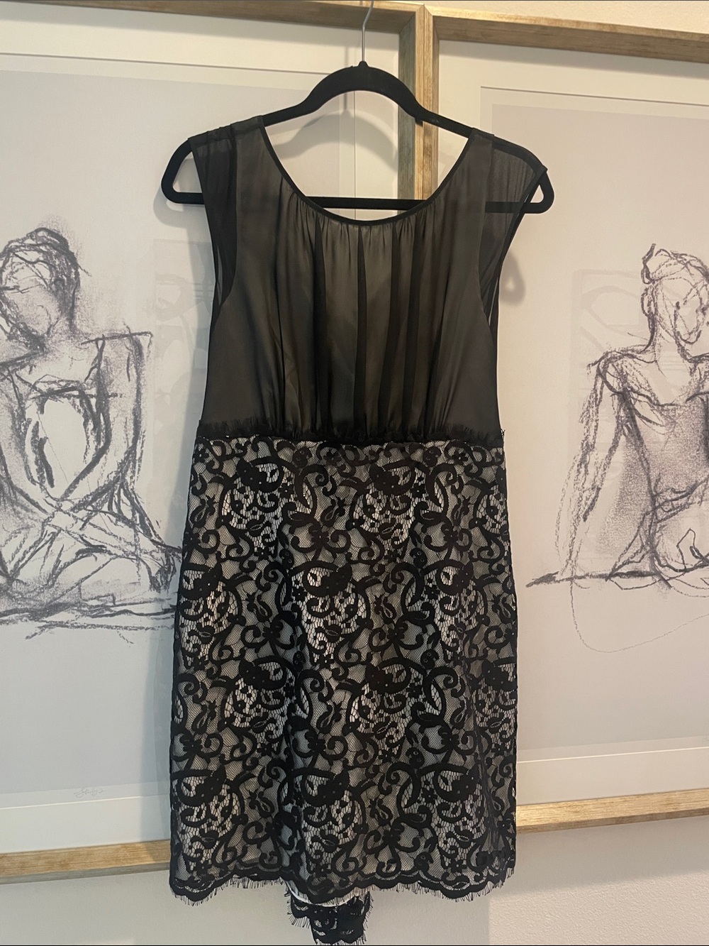 Elegant Black Lace Overlay Dress
